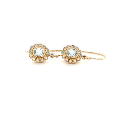 9ct blue topaz and solid opal drop earrings