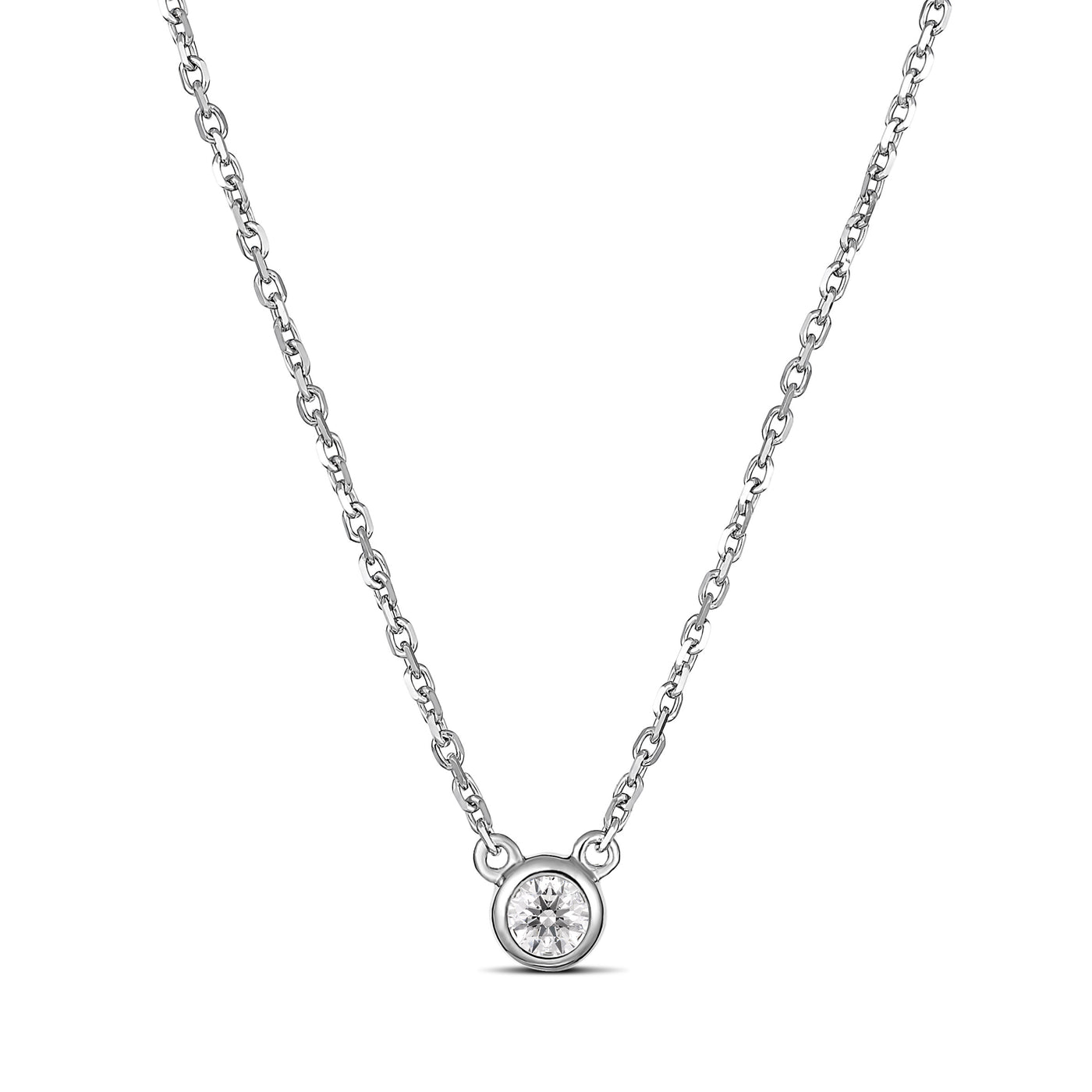 9ct bezel set diamond necklace .07ct