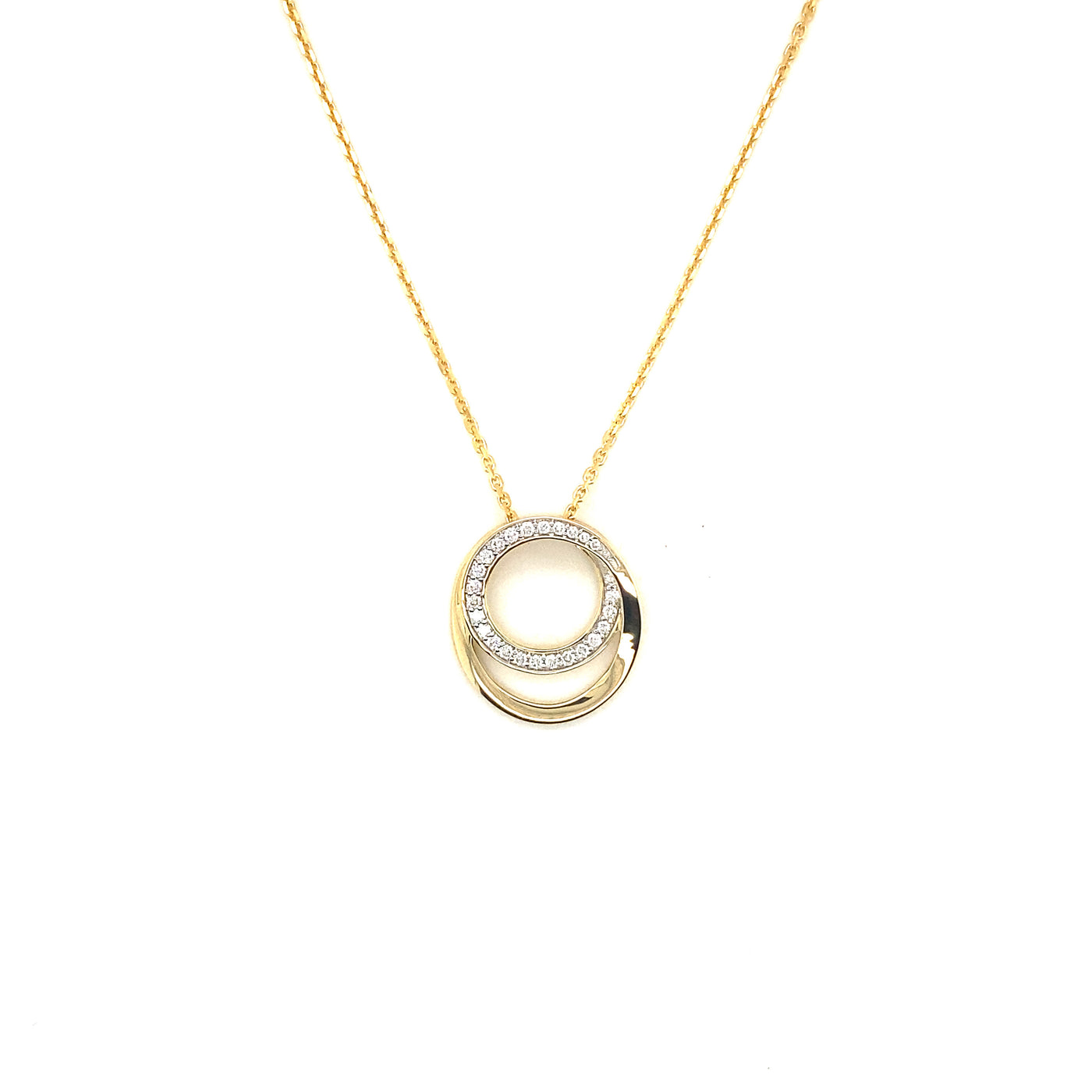 9ct double circle necklace set with eco grown diamonds