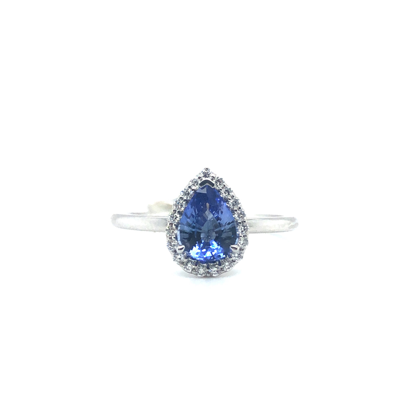 18ct pear shaped ceylon sapphire and diamond ring