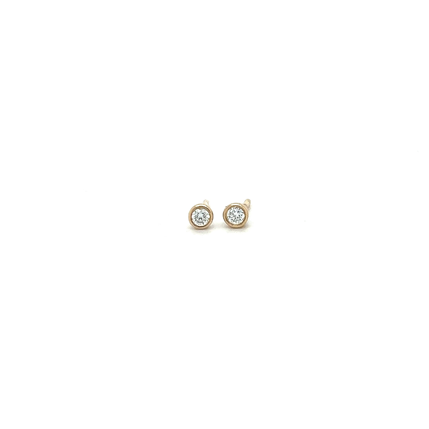 9CT yellow gold bezel set diamond studs