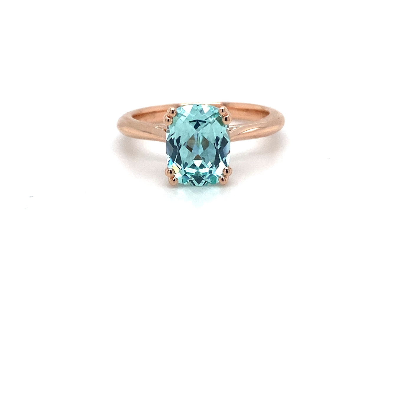 9ct rose gold cushion cut paraiba lab grown ring