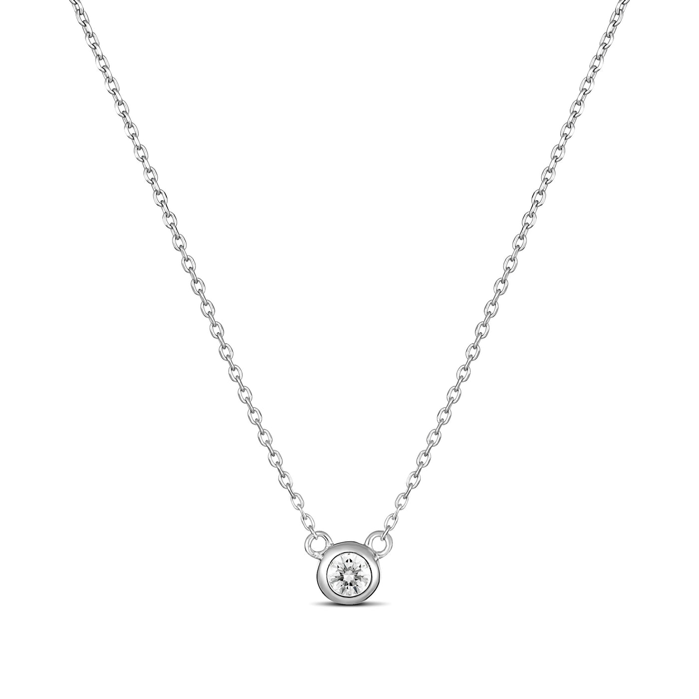 9ct gold bezel set diamond necklace .03ct