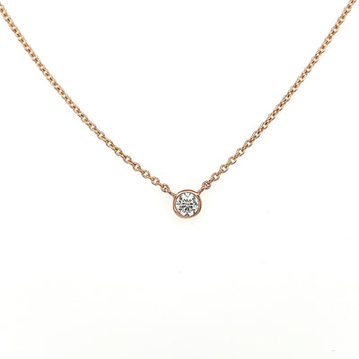 9ct yellow gold bezel set diamond necklace