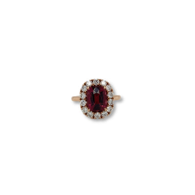 Rhodolite Garnet with Diamond Halo