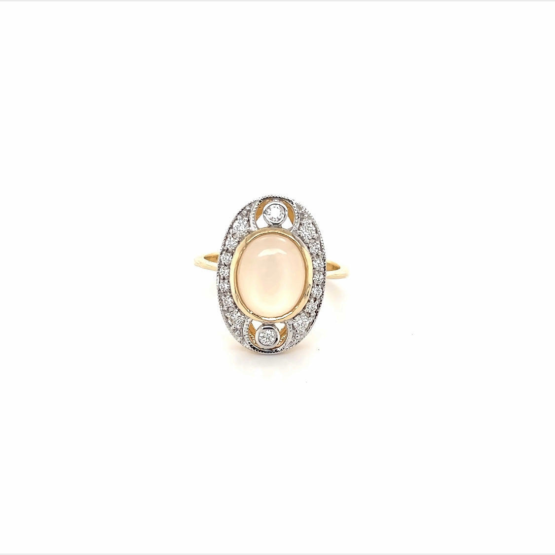 9ct moonstone and diamond ring