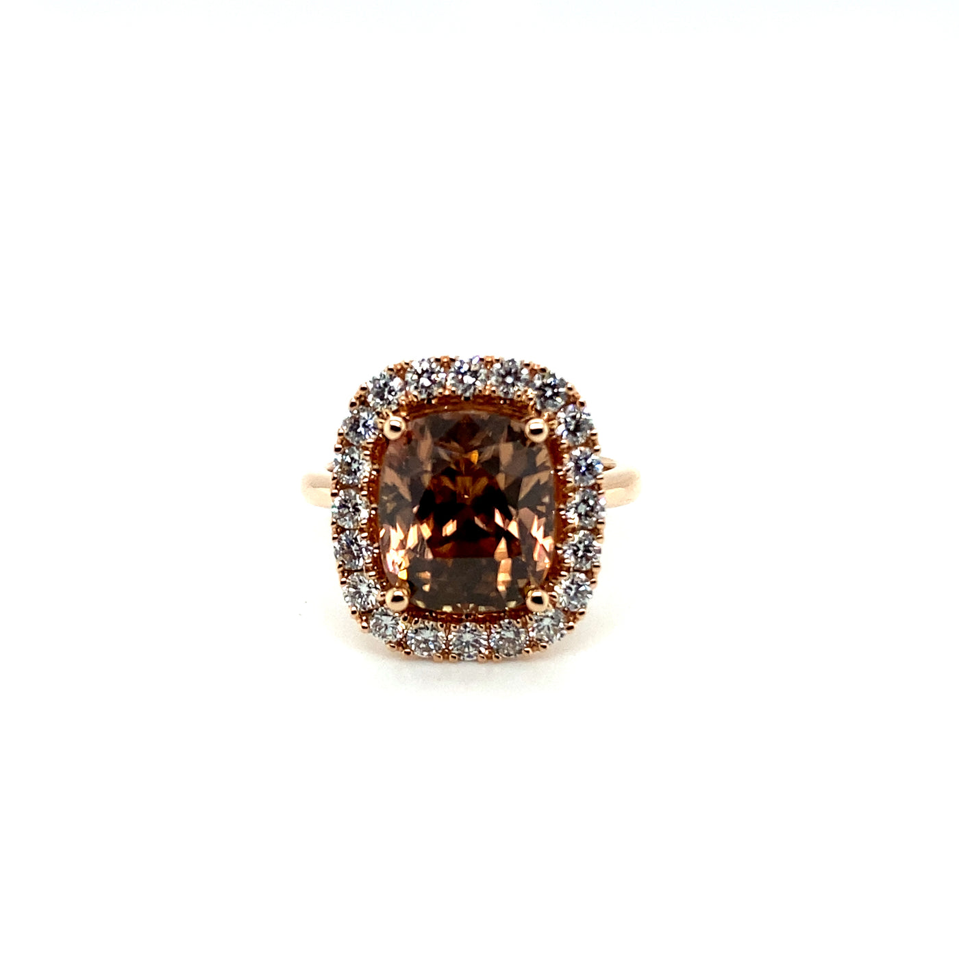 9ct 10.26 champagne zircon and diamond ring