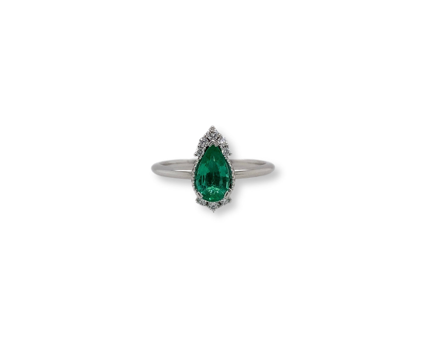 18ct Natural Zambian Emerald, Diamond Halo