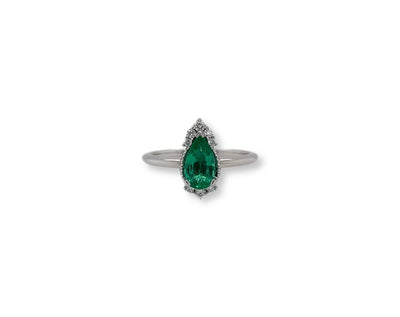 18ct Natural Zambian Emerald, Diamond Halo