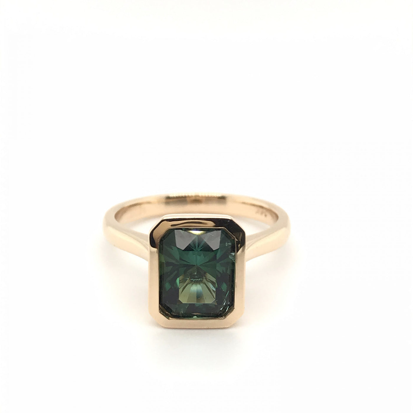 9ct blue green tourmaline bezel set ring