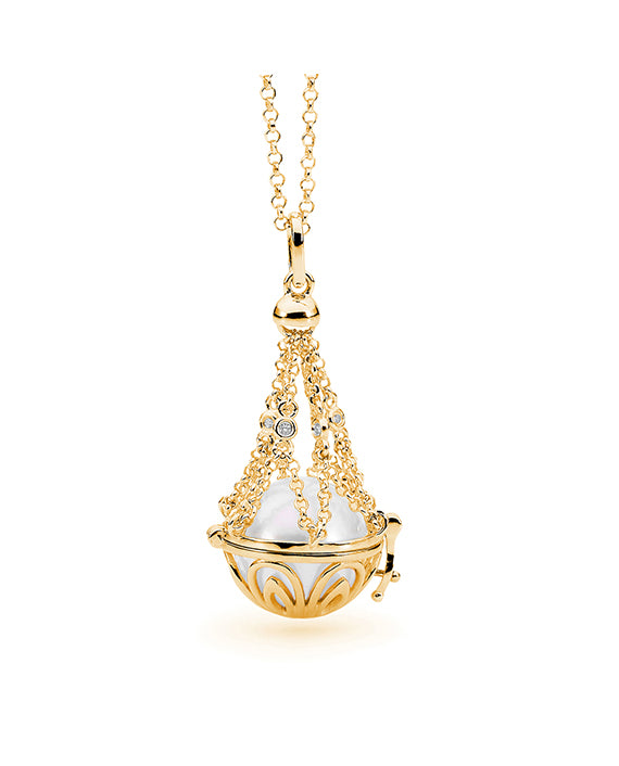 9ct Gold Basket Pearl Lariat