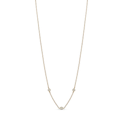 9ct bezel set diamond necklace featuring 3 diamonds