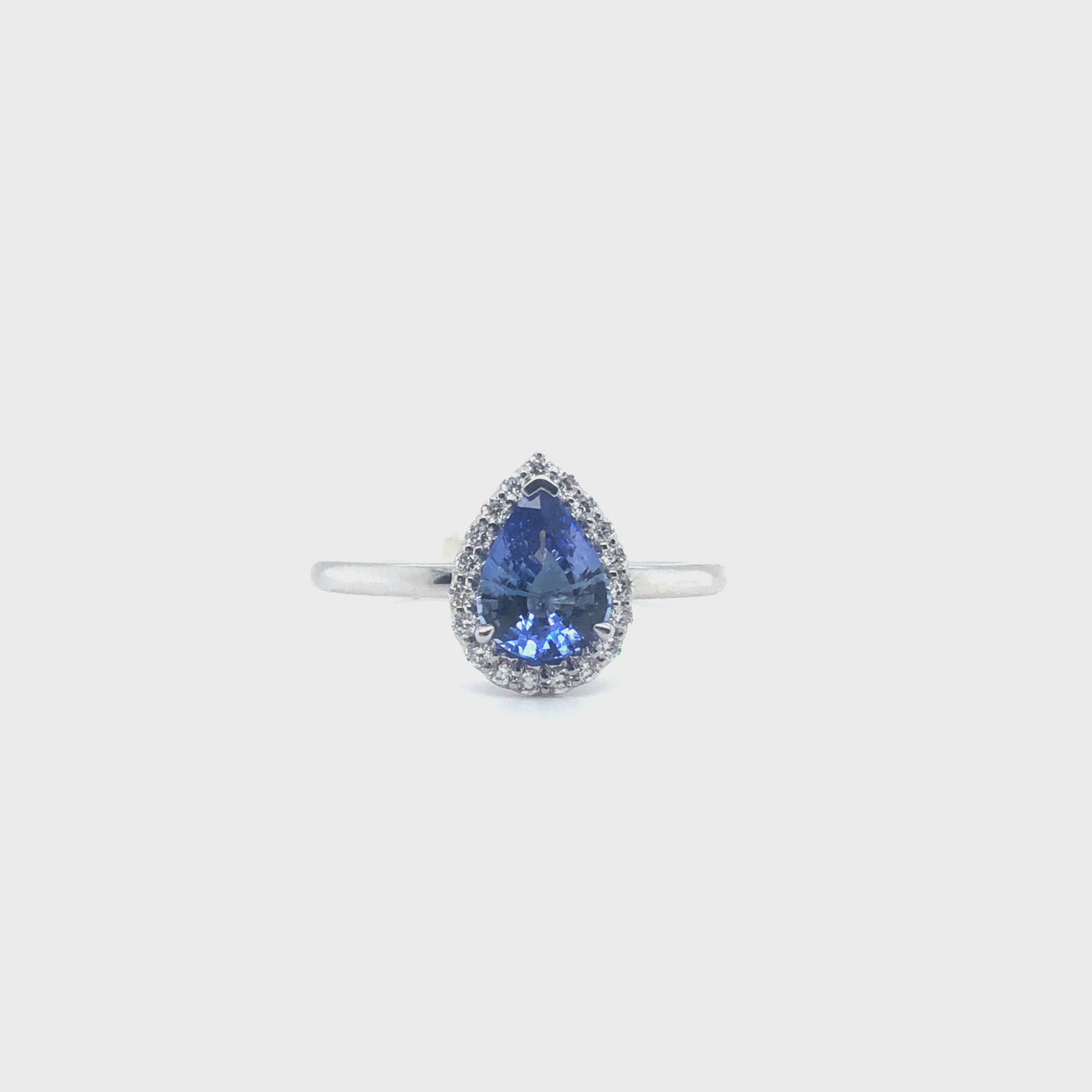 18ct pear shaped ceylon sapphire and diamond ring rotating