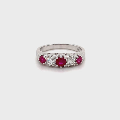 9ct natural ruby and alternating diamond band video