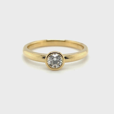 9ct yellow gold bzel set eco diamond ring video