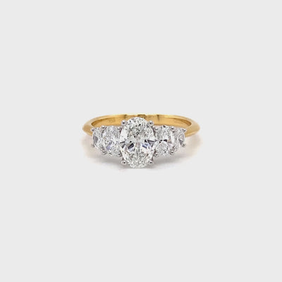 18ct yellow and white gold graduating 5 stone oval diamond band 1.84ct video